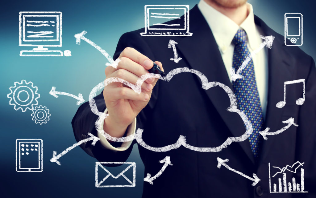 Businessman with cloud computing and connectivity concept